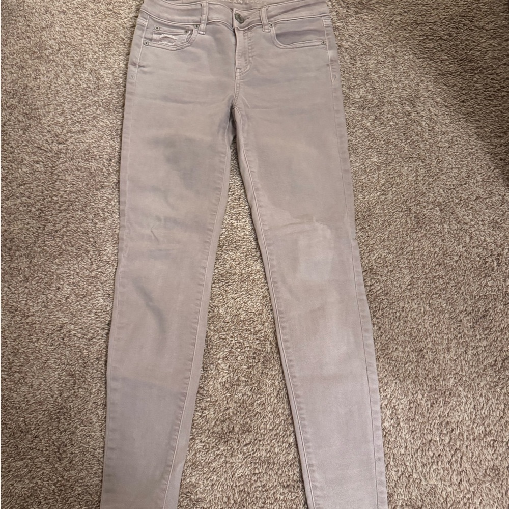 American Eagle Outfitters Women's Light Gray Skinny Jeans